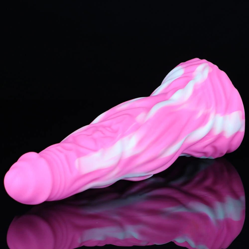 Marbled multicolor liquid silicone fantasy dildo, photo 6