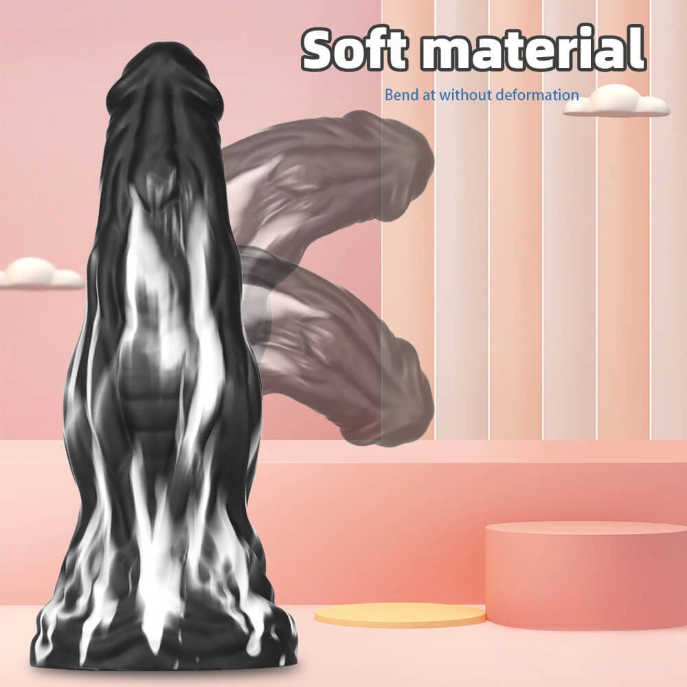 Marbled multicolor liquid silicone fantasy dildo, photo 7
