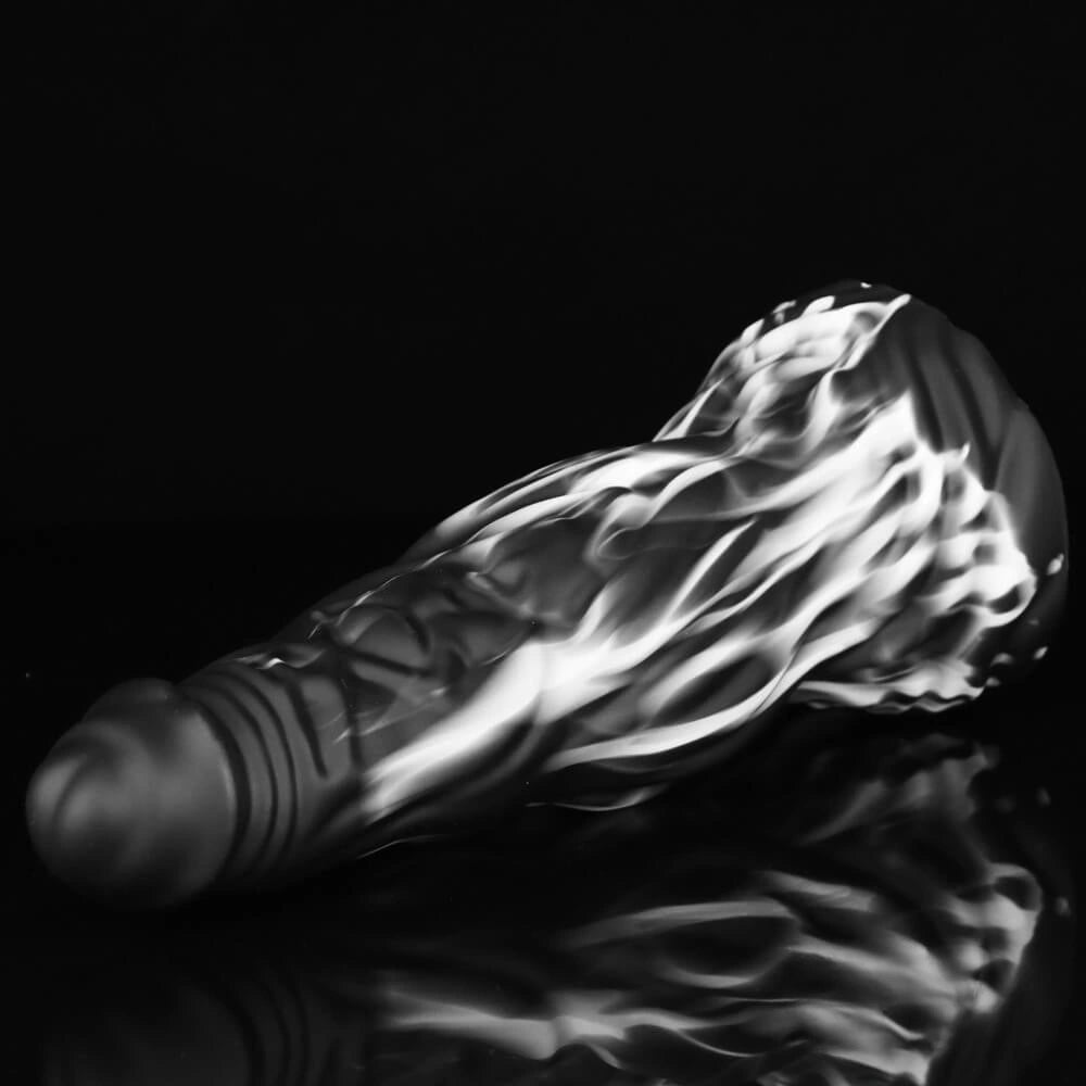 Marbled multicolor liquid silicone fantasy dildo, photo 8