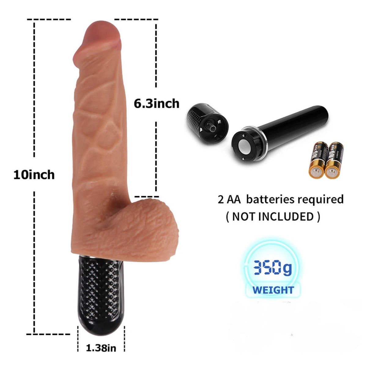 Flesh tone automatic vibrating dildo, photo 2