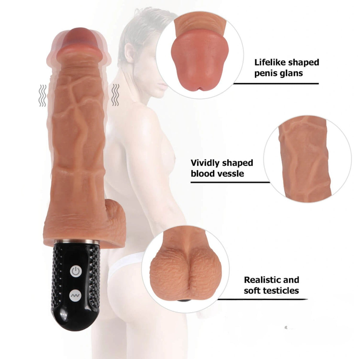 Flesh tone automatic vibrating dildo, photo 4
