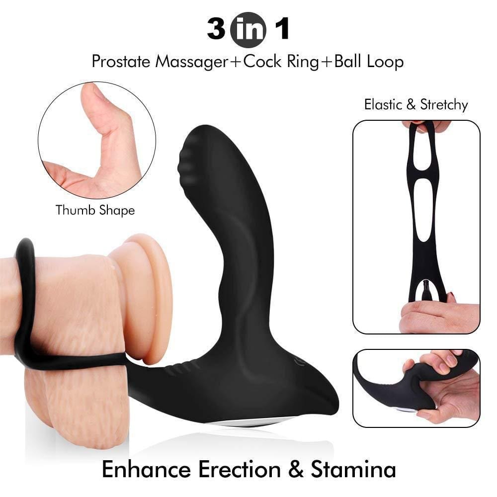 Black ABS and silicone prostate massager, photo 5