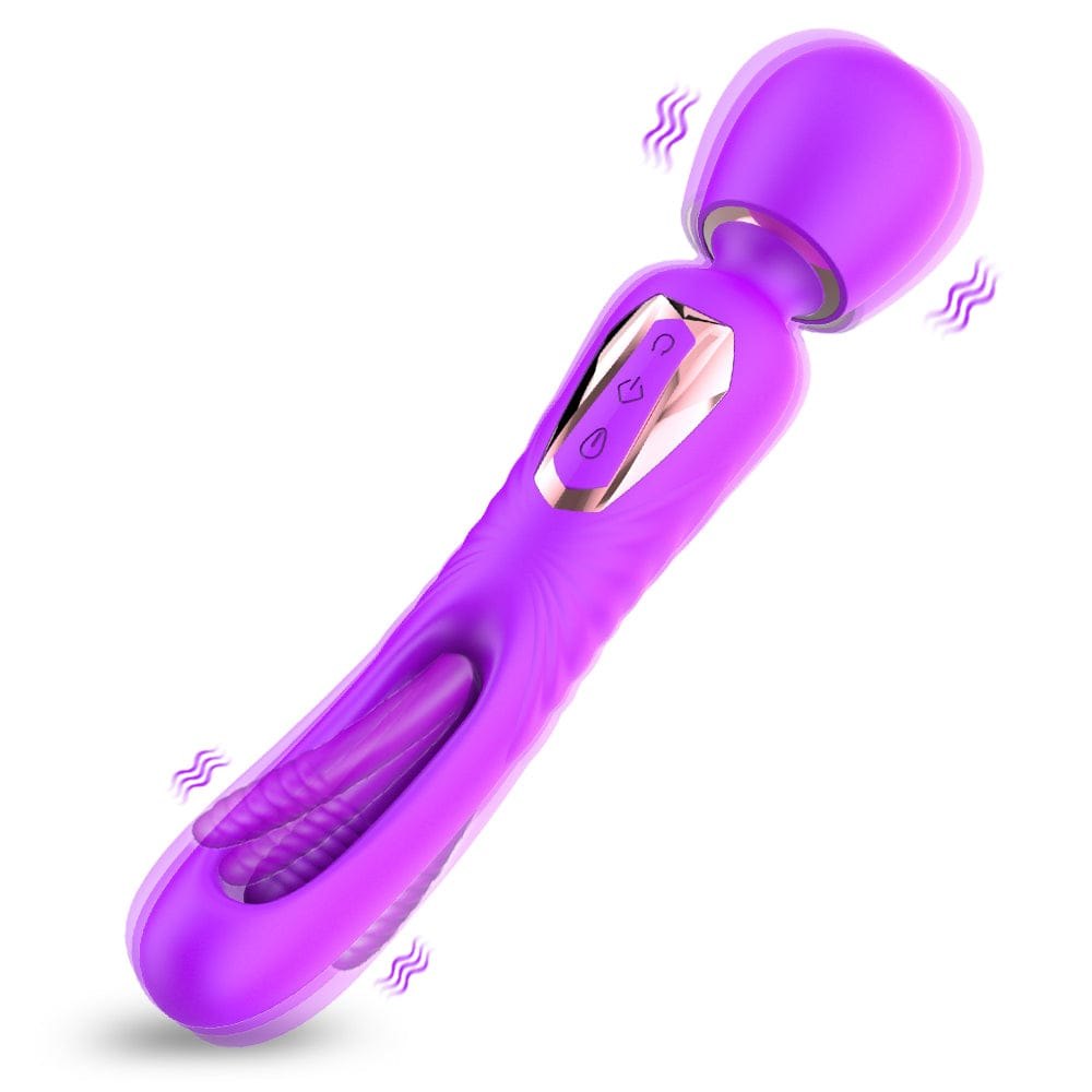 Purple textured silicone wand massager with rotating head