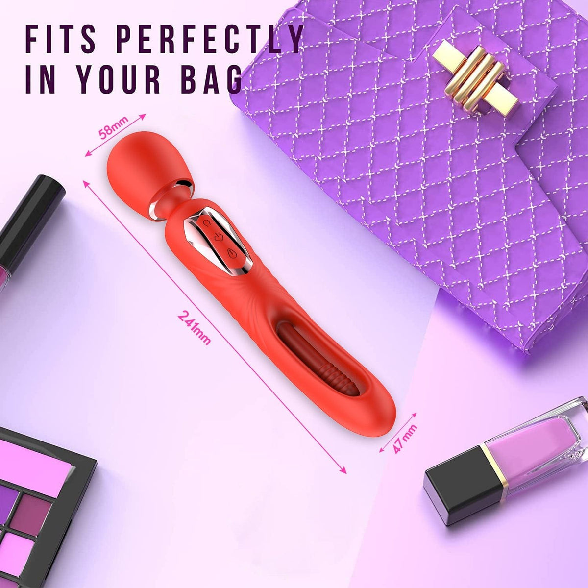 Textured silicone wand massager with rotating head, photo 9