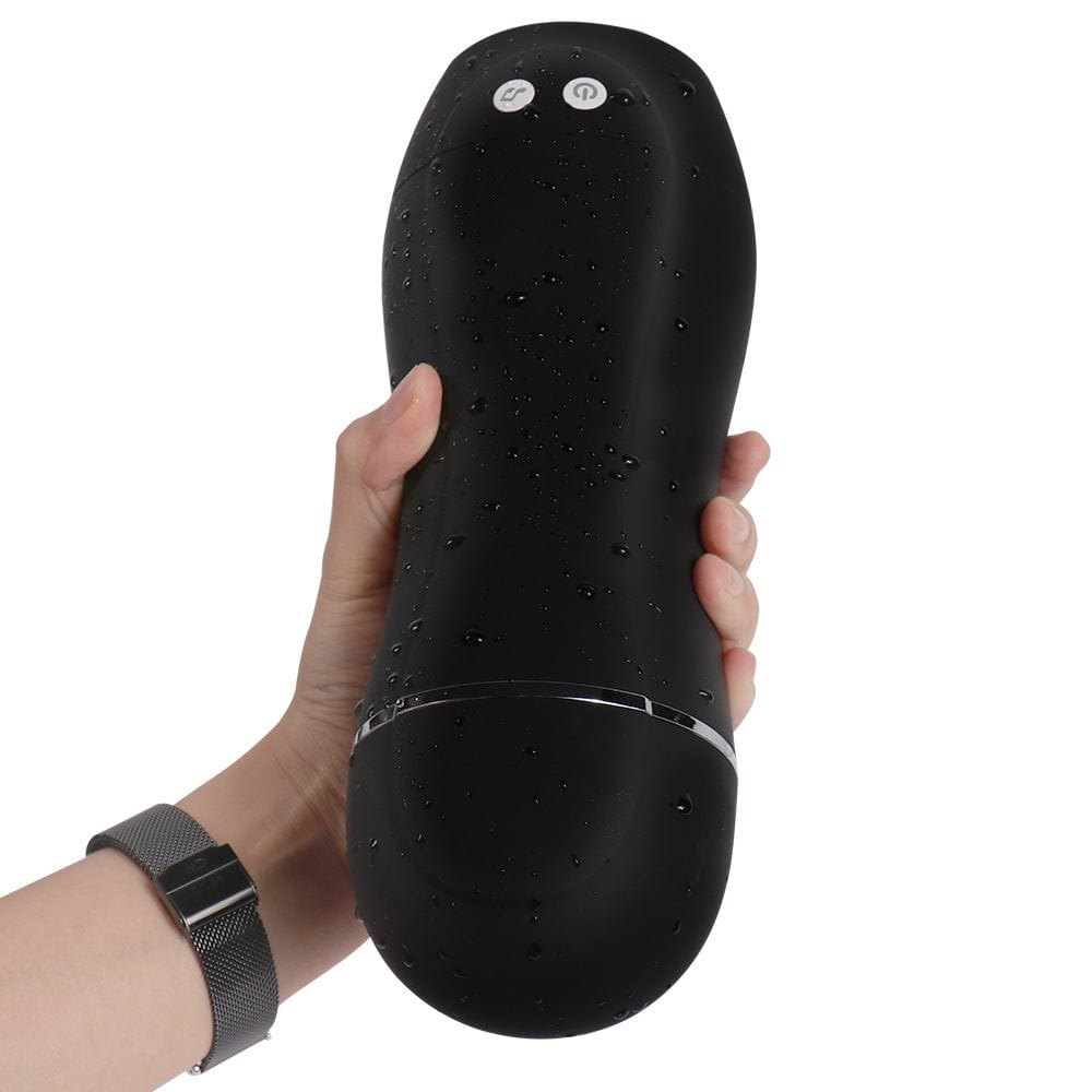 Black TPR vibrating male masturbator cup, photo 10
