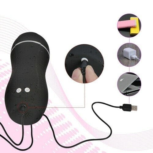 Black TPR vibrating male masturbator cup, photo 4