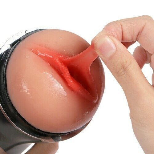 Black TPR vibrating male masturbator cup, photo 7