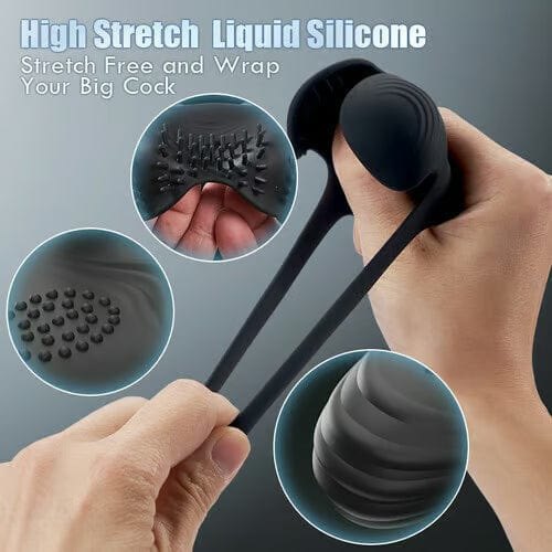 Black textured silicone vibrating cock ring, photo 2