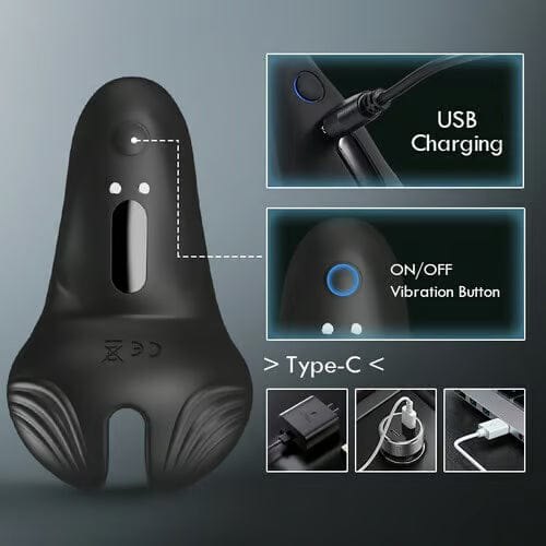 Black textured silicone vibrating cock ring, photo 4
