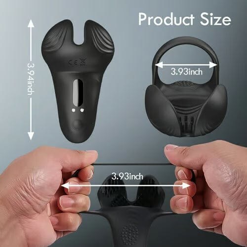 Black textured silicone vibrating cock ring, photo 5