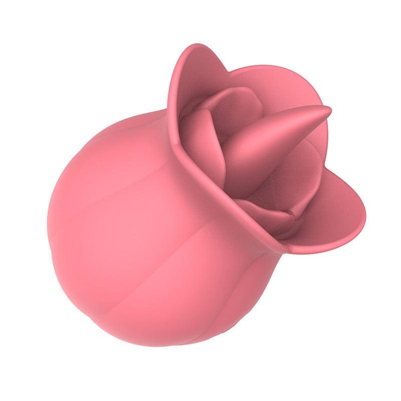 Pink rose-shaped tongue-licking vibrator