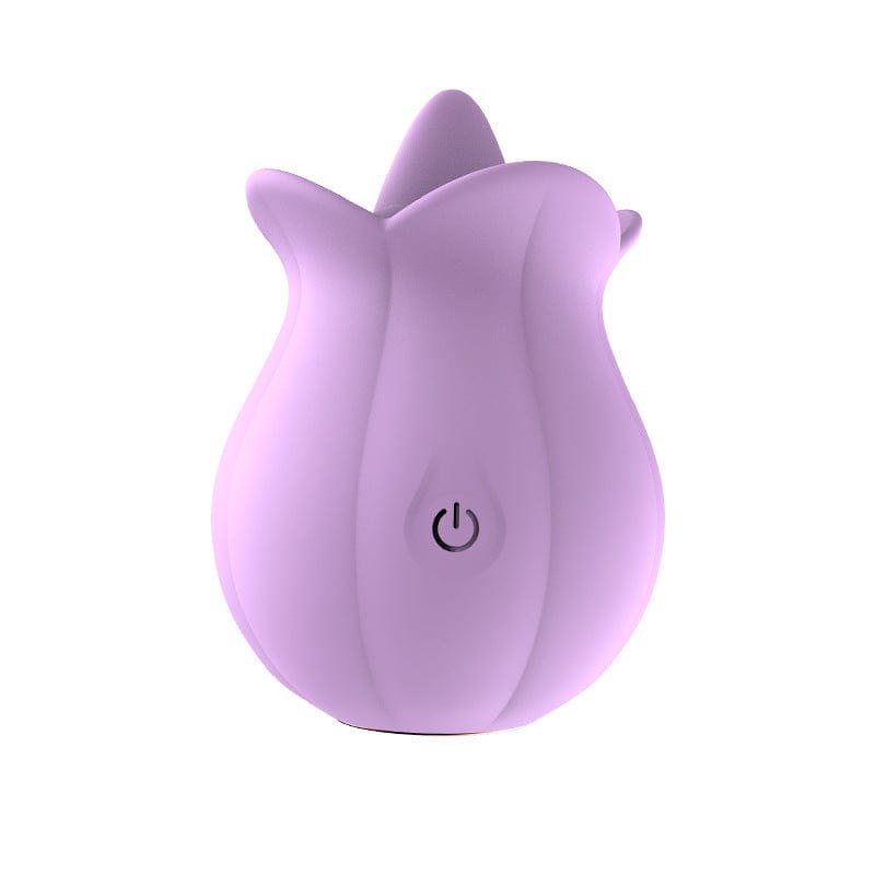 Purple rose-shaped tongue-licking vibrator