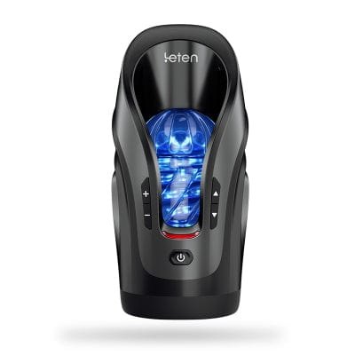 Black telescopic thrusting male masturbator device, photo 1