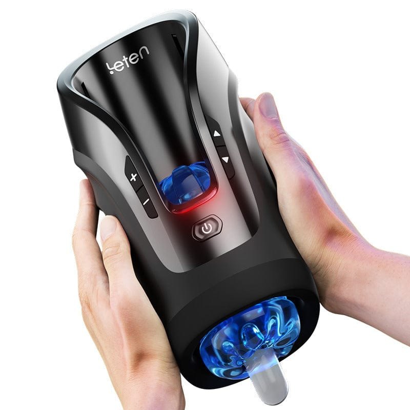 Black telescopic thrusting male masturbator device, photo 2