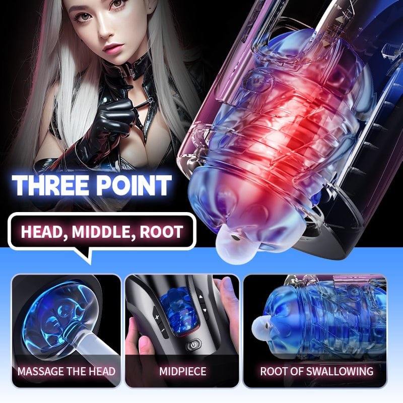 Black telescopic thrusting male masturbator device, photo 3