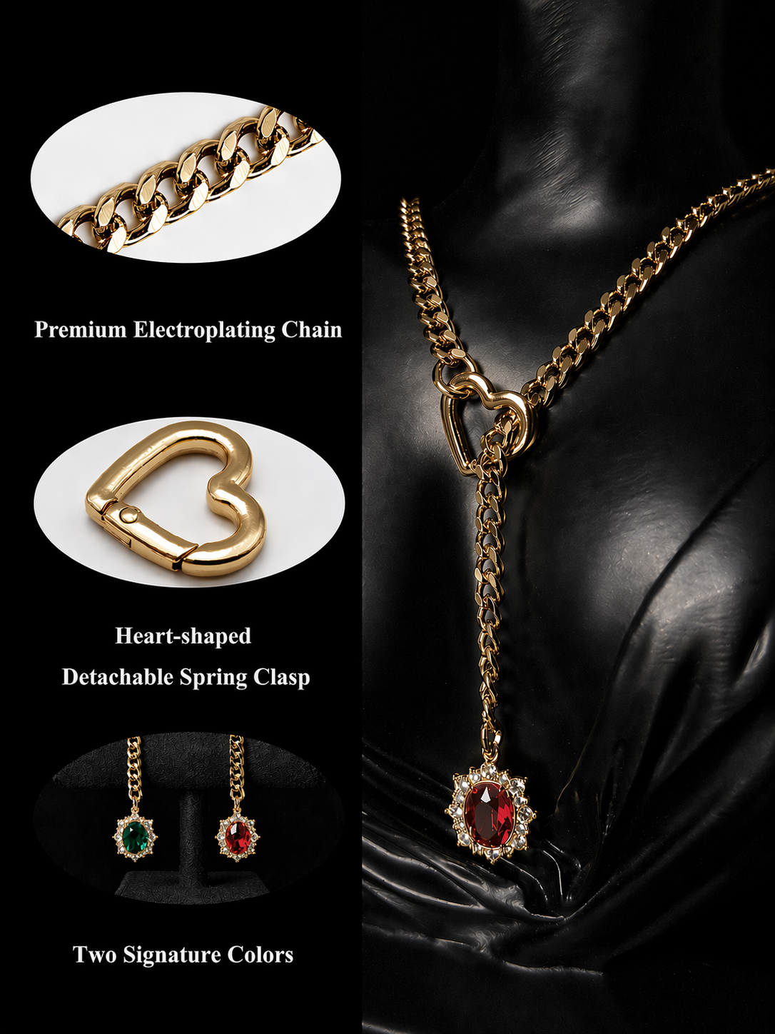 Ruby Halo Slip Chain Necklace