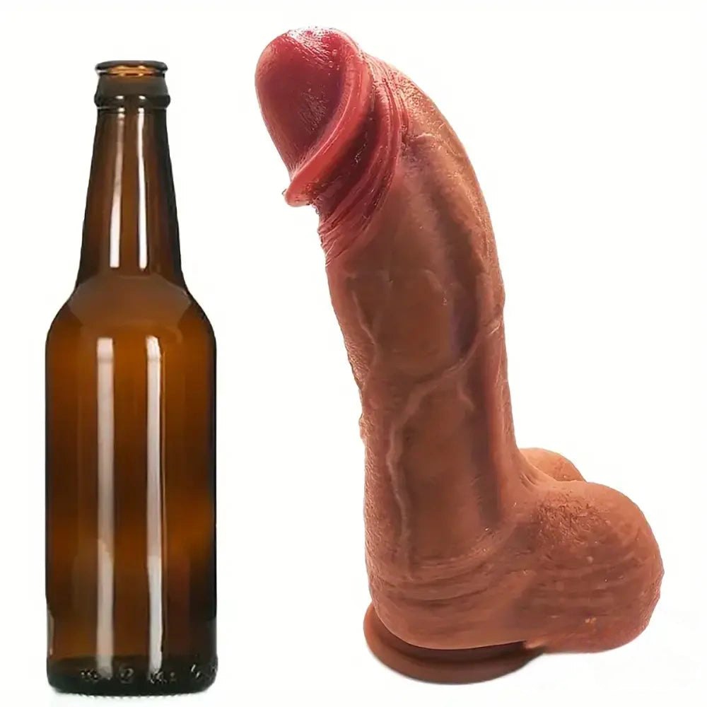 Flesh curved silicone suction cup dildo