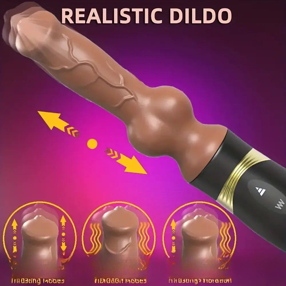 Colorful silicone vibrating thrusting dildo, photo 4