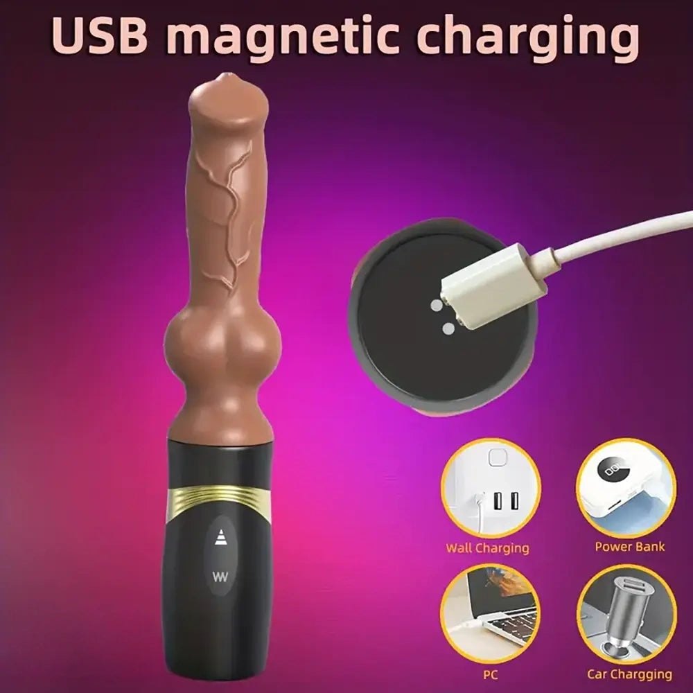 Colorful silicone vibrating thrusting dildo, photo 6