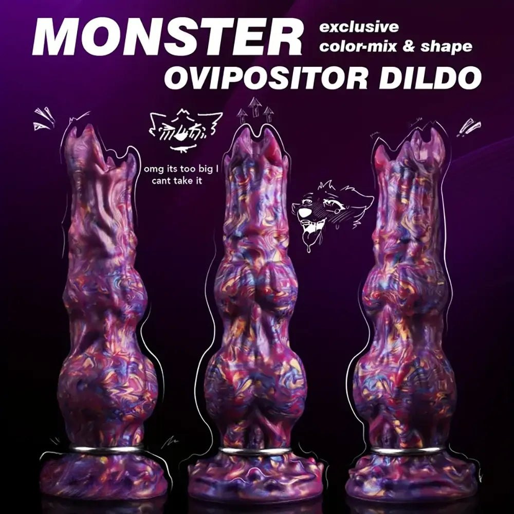 Mixed color knotted animal dildo with ridged shaft, photo 2