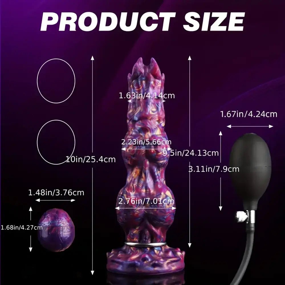 Mixed color knotted animal dildo with ridged shaft, photo 3