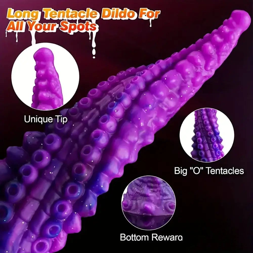 Purple and blue tentacle silicone dildo, photo 3