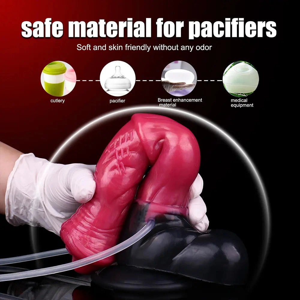 Red silicone knotted horse style dildo, photo 10