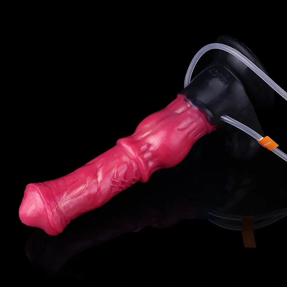Red silicone knotted horse style dildo, photo 14