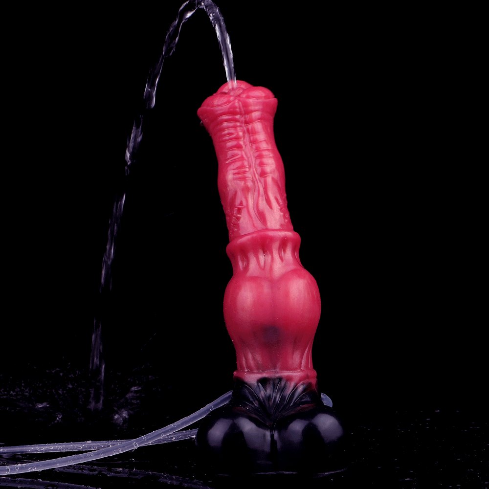 Red silicone knotted horse style dildo, photo 2