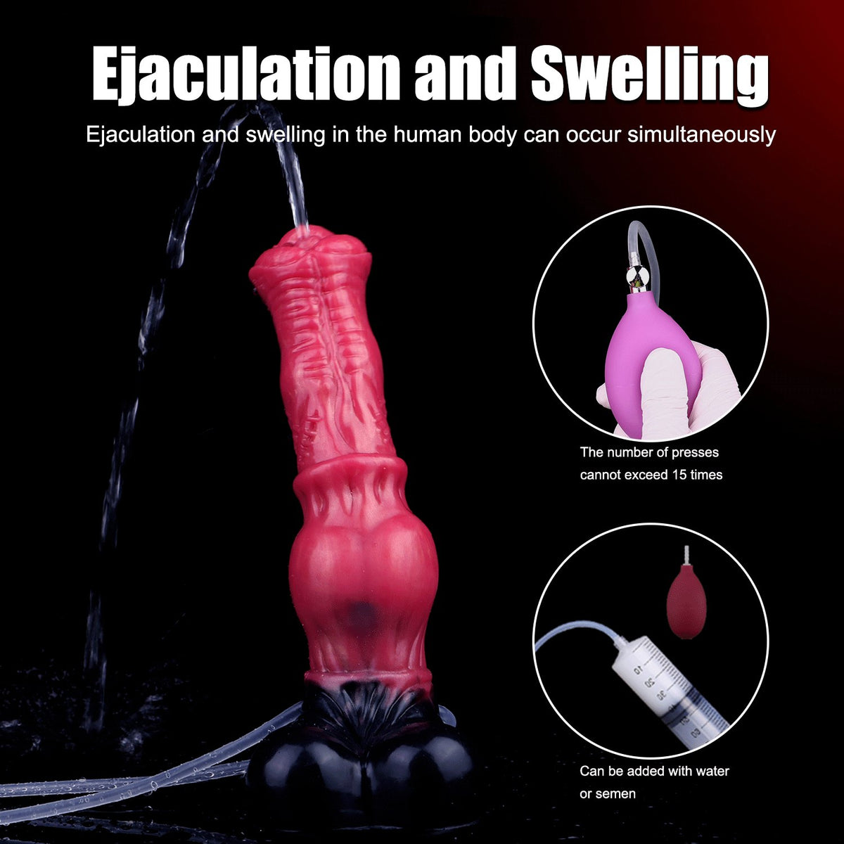 Red silicone knotted horse style dildo, photo 3