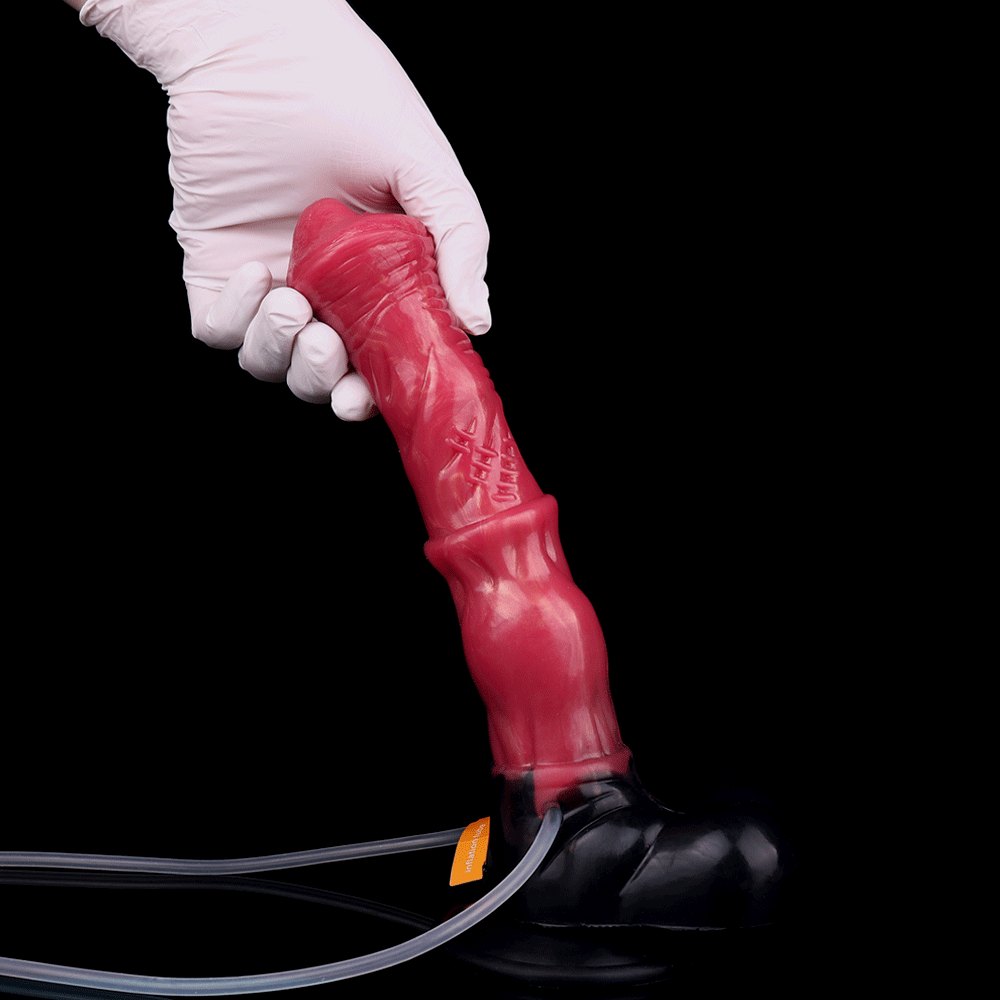 Red silicone knotted horse style dildo, photo 4