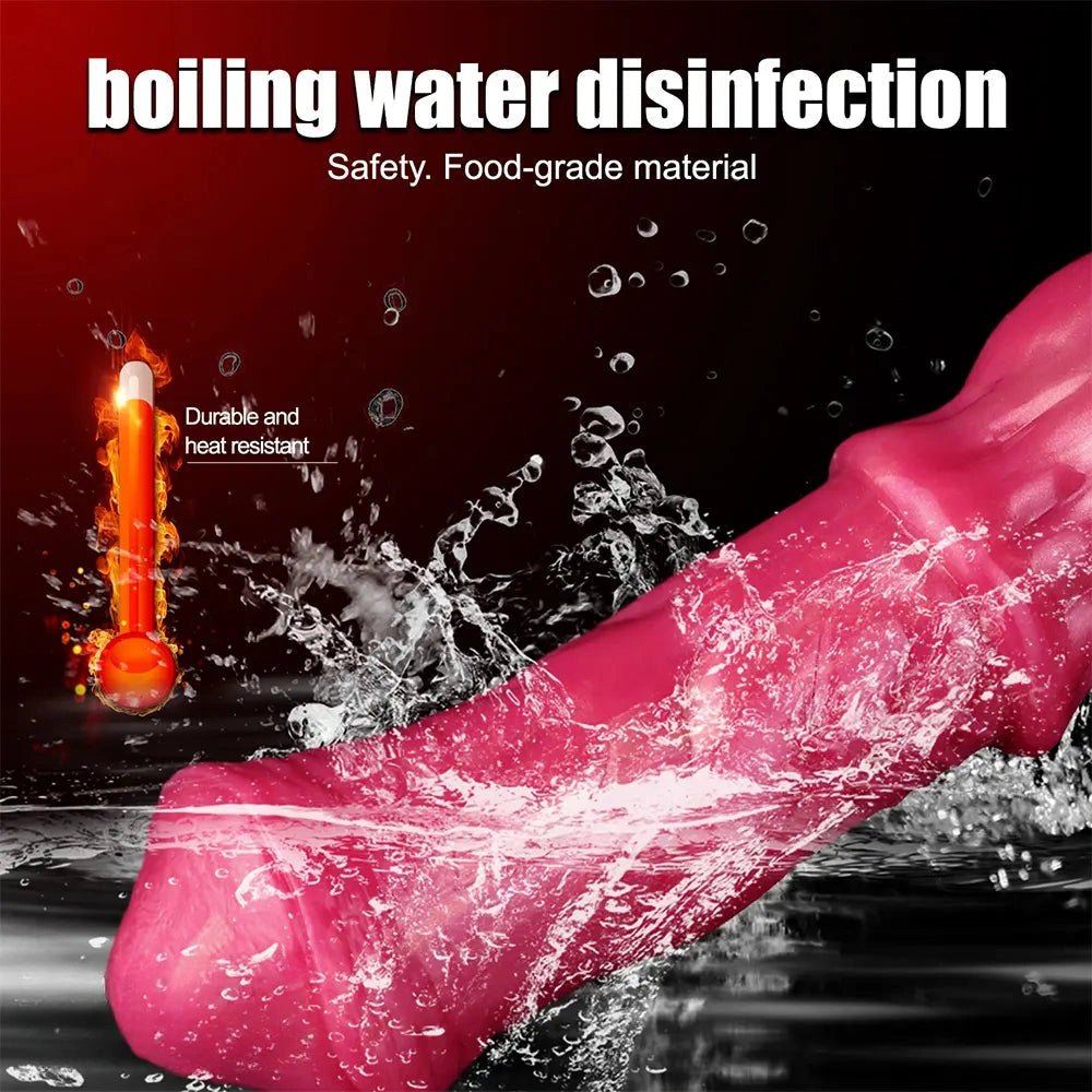 Red silicone knotted horse style dildo, photo 6