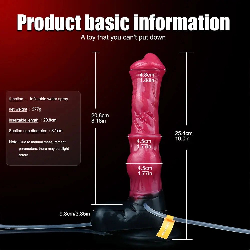 Red silicone knotted horse style dildo, photo 7