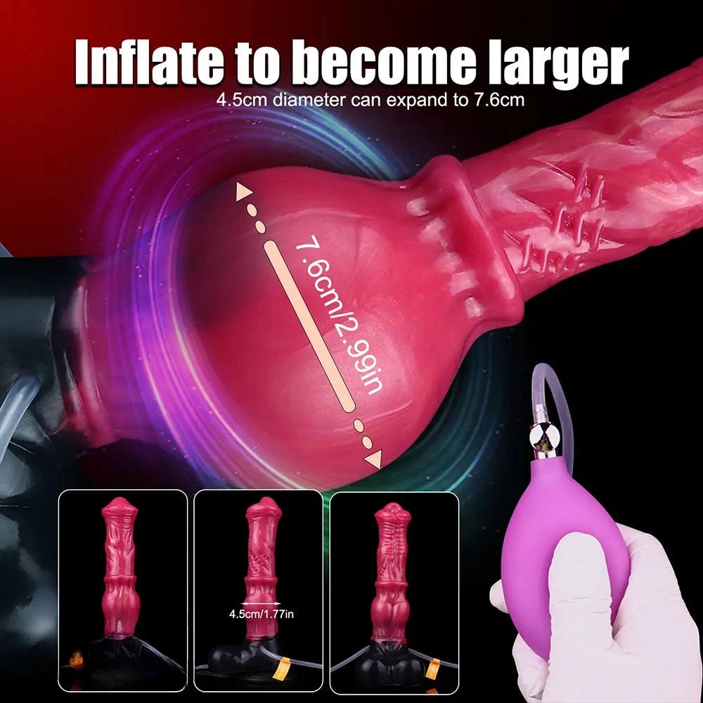 Red silicone knotted horse style dildo, photo 8