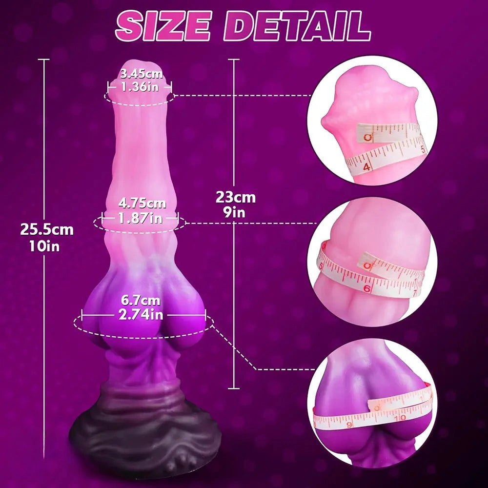 Ridged pink and purple silicone knot dildo, photo 3