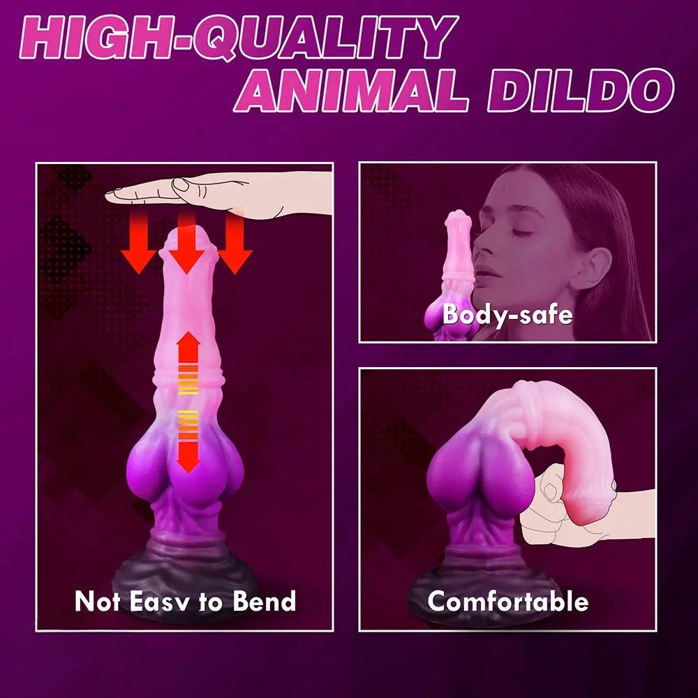 Ridged pink and purple silicone knot dildo, photo 7