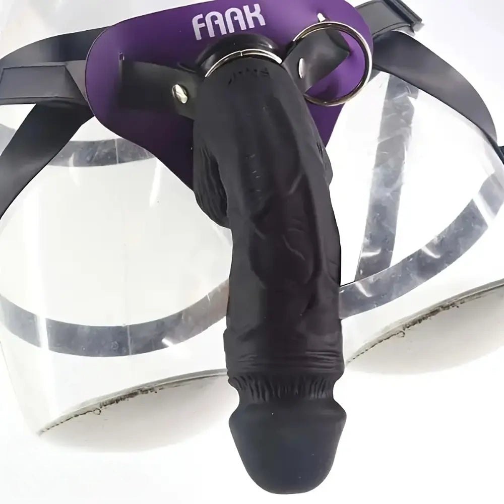 Textured silicone dildo with a flared harness-compatible base, photo 1
