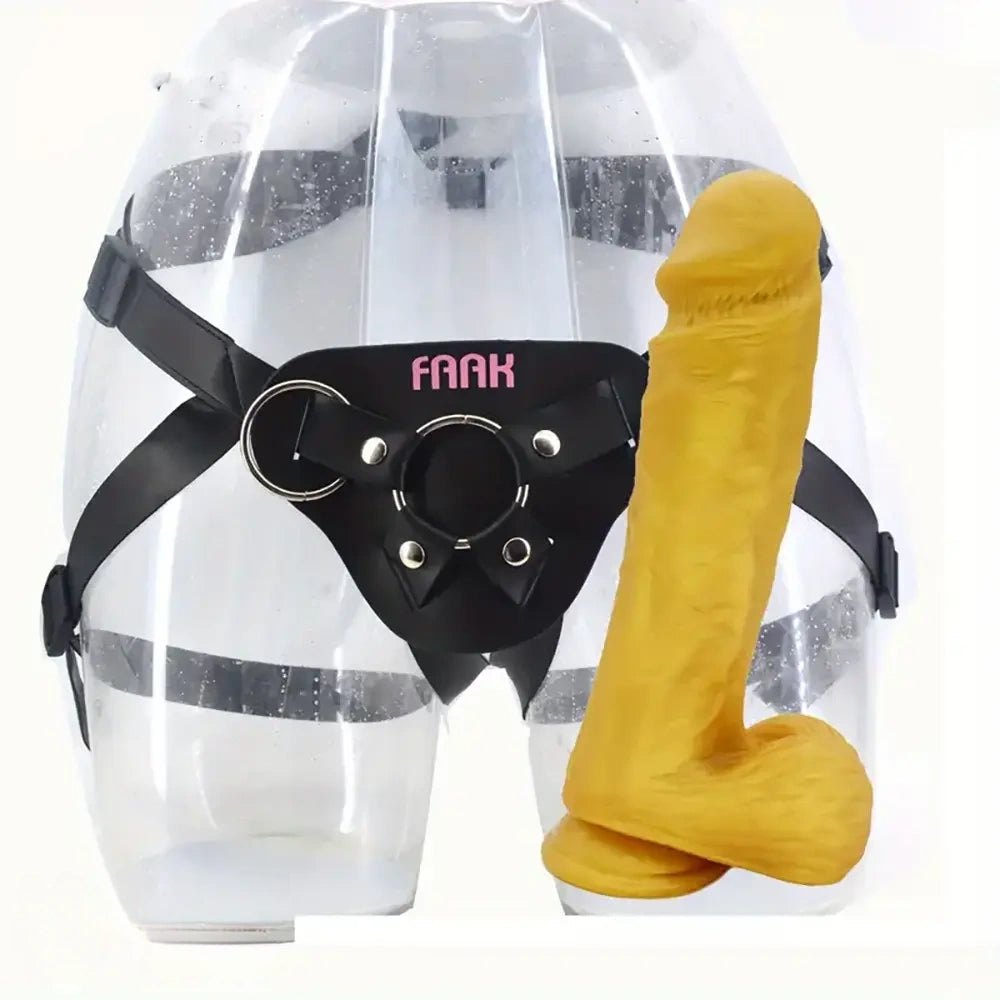 Textured silicone dildo with a flared harness-compatible base, photo 11