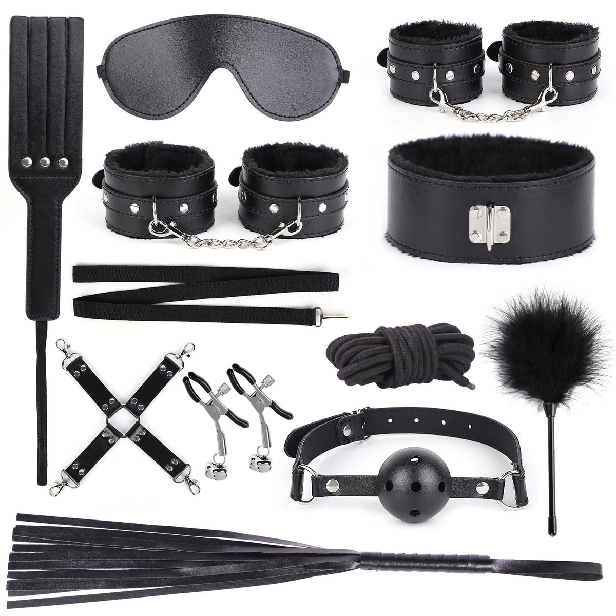 Black 11-piece BDSM bondage kit, photo 10
