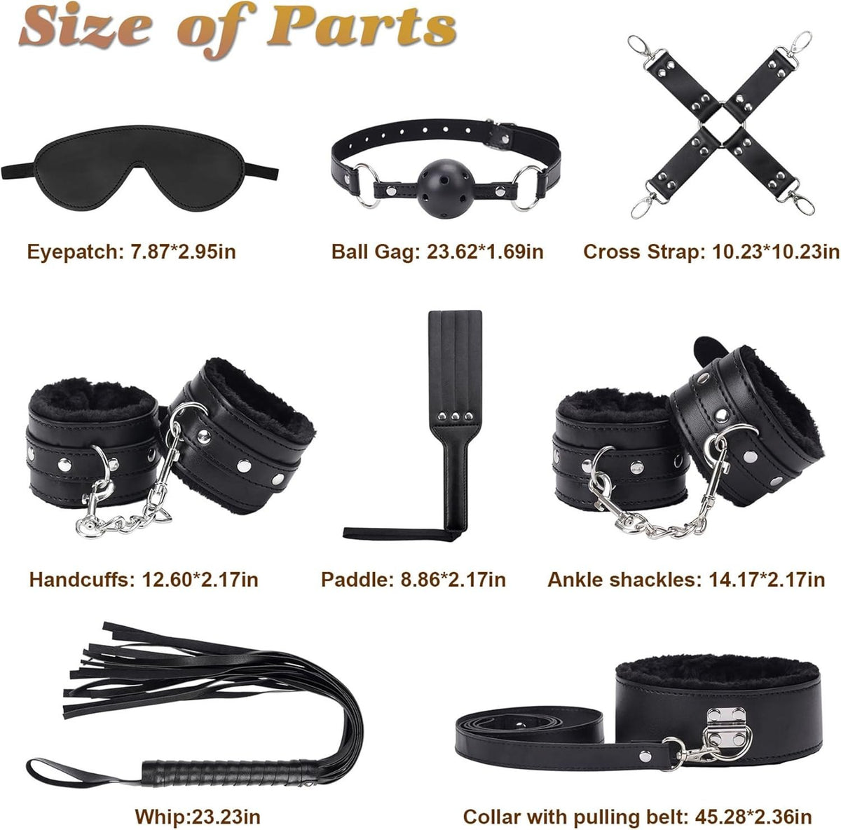 Black 11-piece BDSM bondage kit, photo 2