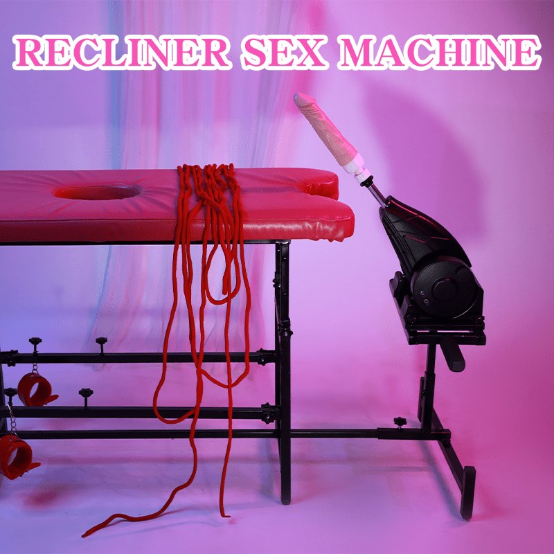 Black sex machine with padded bench and cuffs, photo 4