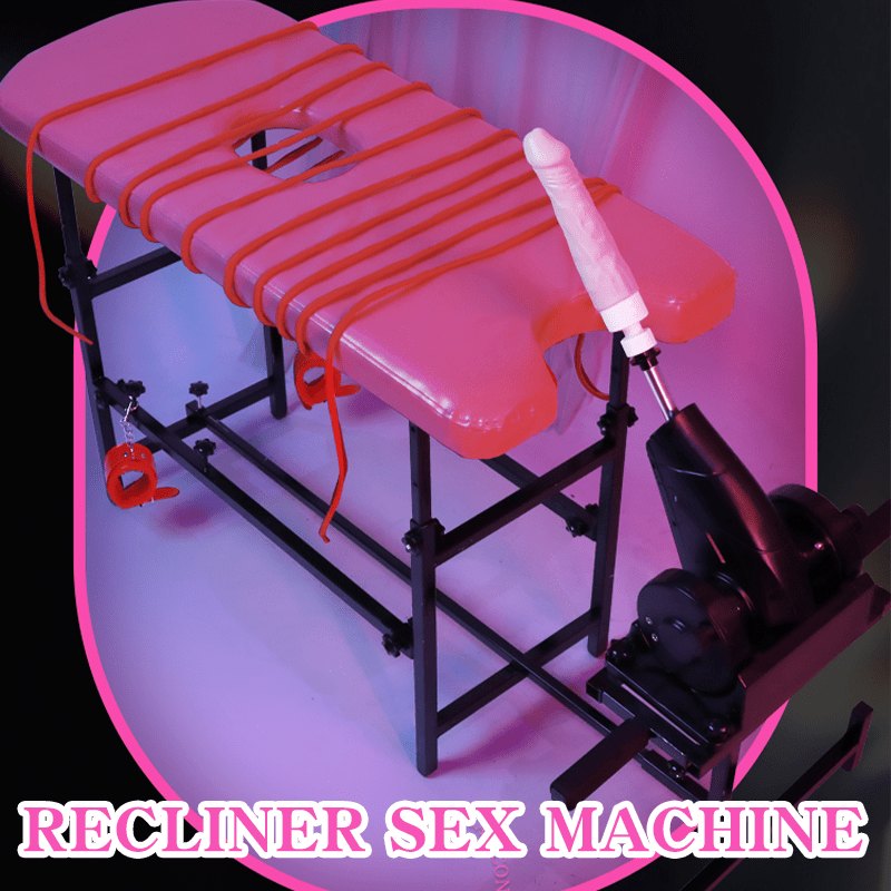 Black sex machine with padded bench and cuffs, photo 5