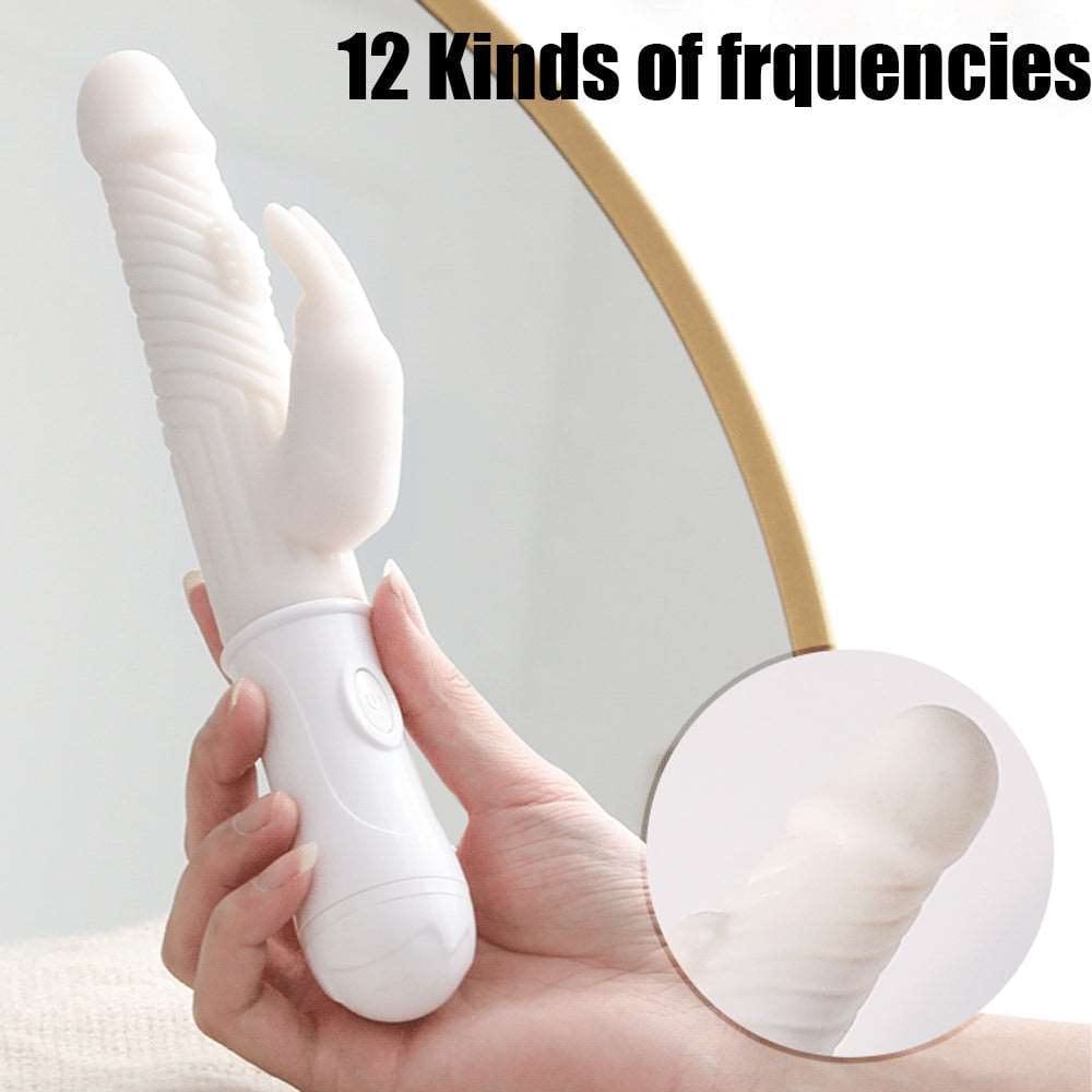 White silicone rabbit vibrator, photo 3