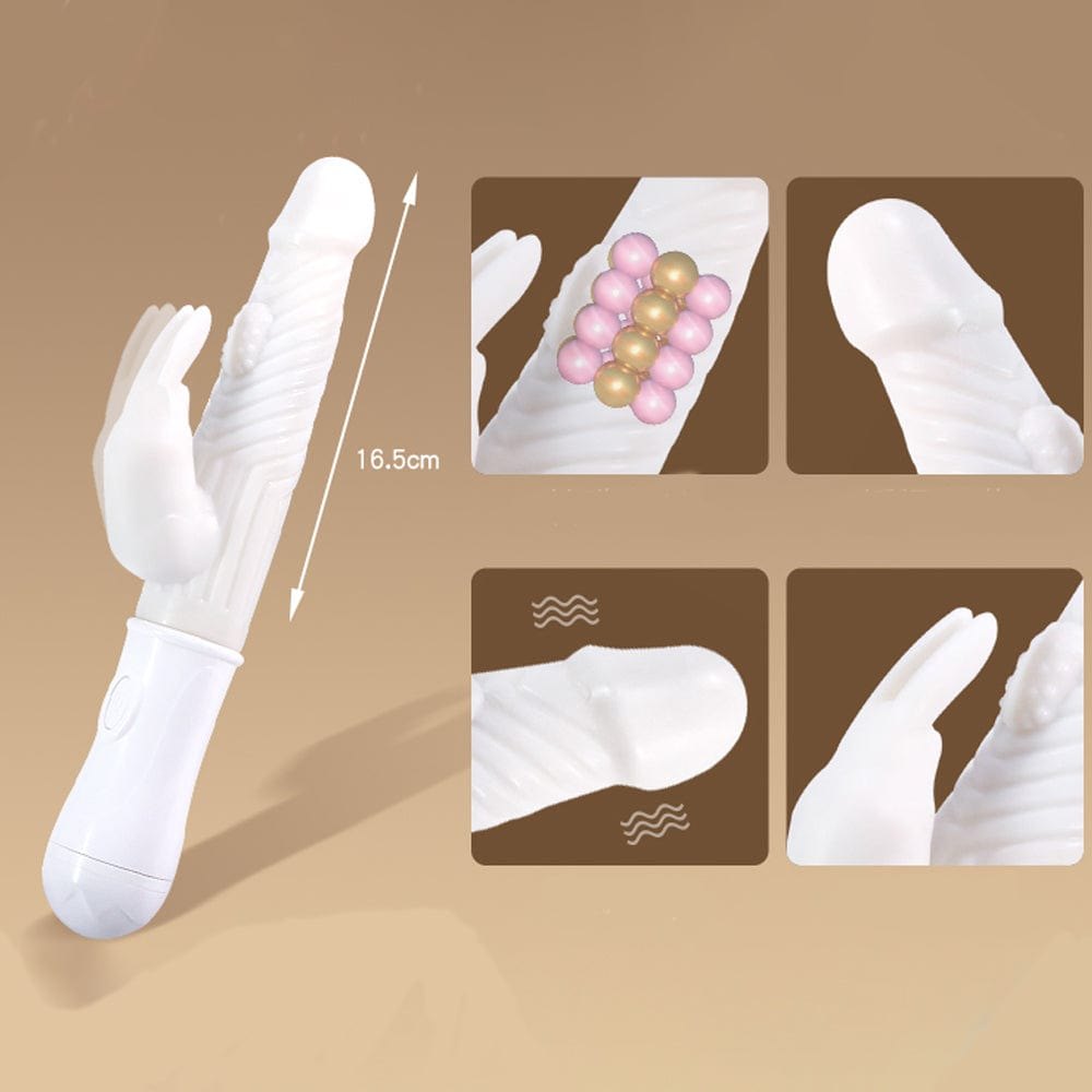 White silicone rabbit vibrator, photo 4