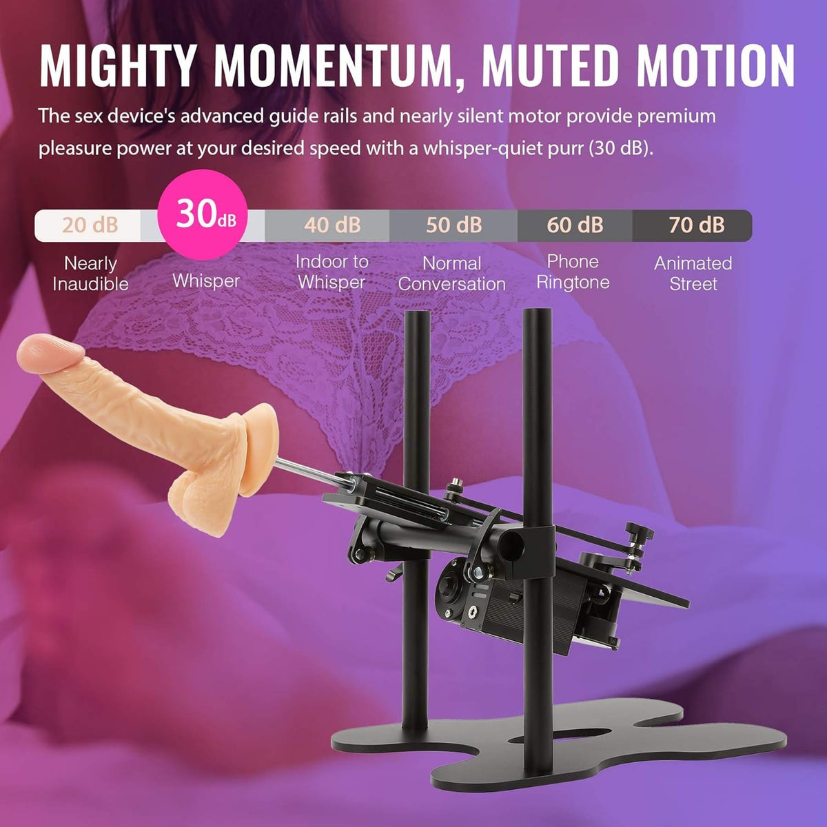 Black automatic thrusting sex machine with dildo attachment, photo 3