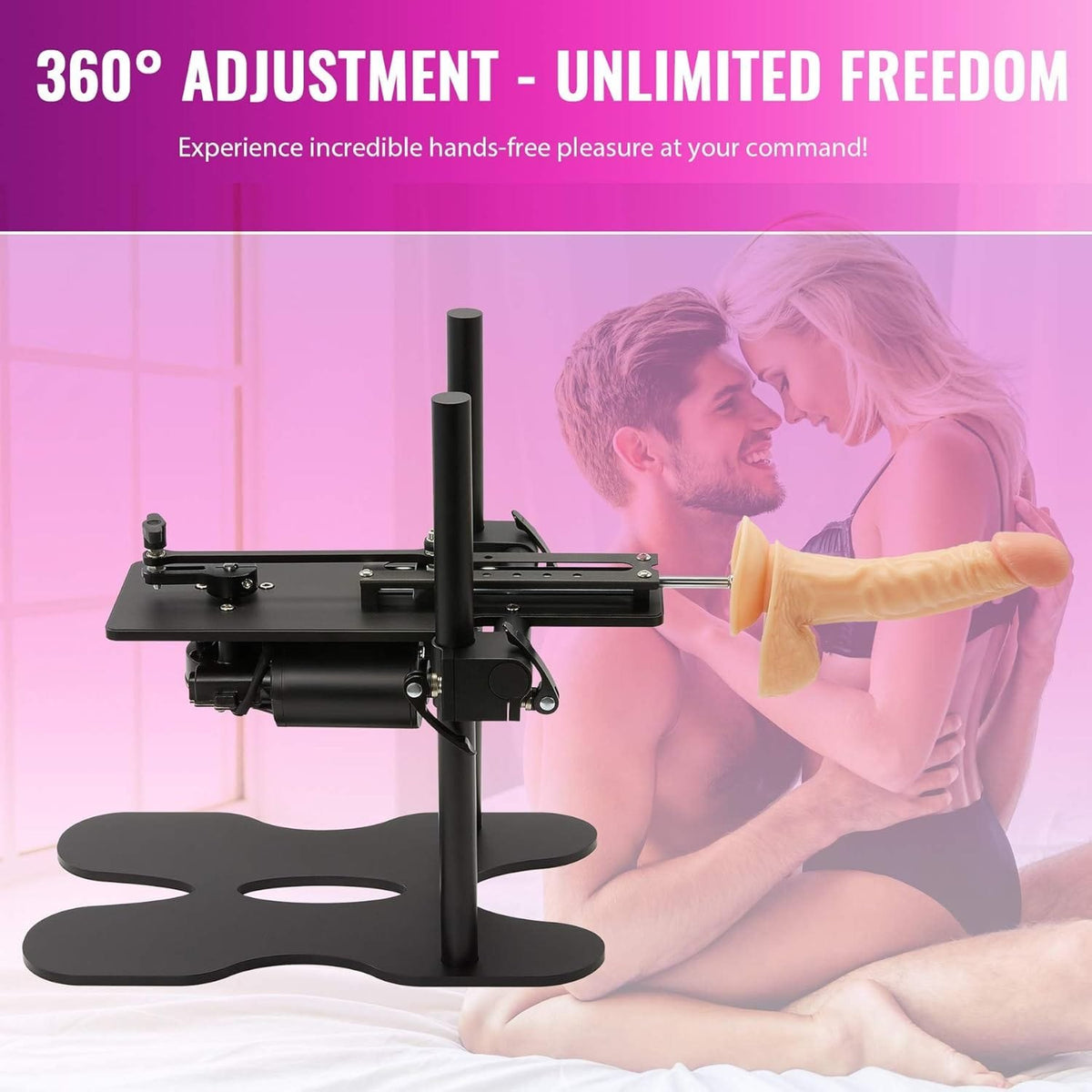 Black automatic thrusting sex machine with dildo attachment, photo 5