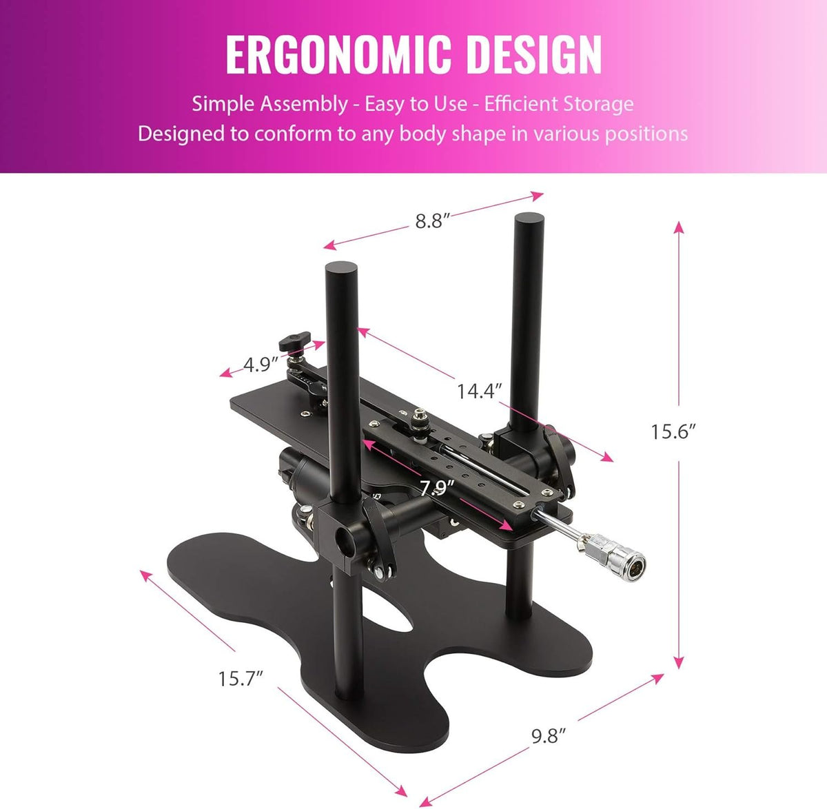 Black automatic thrusting sex machine with dildo attachment, photo 6