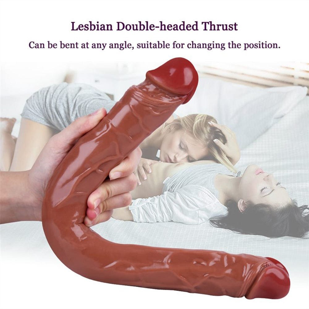 Brown double-ended silicone dildo, photo 2