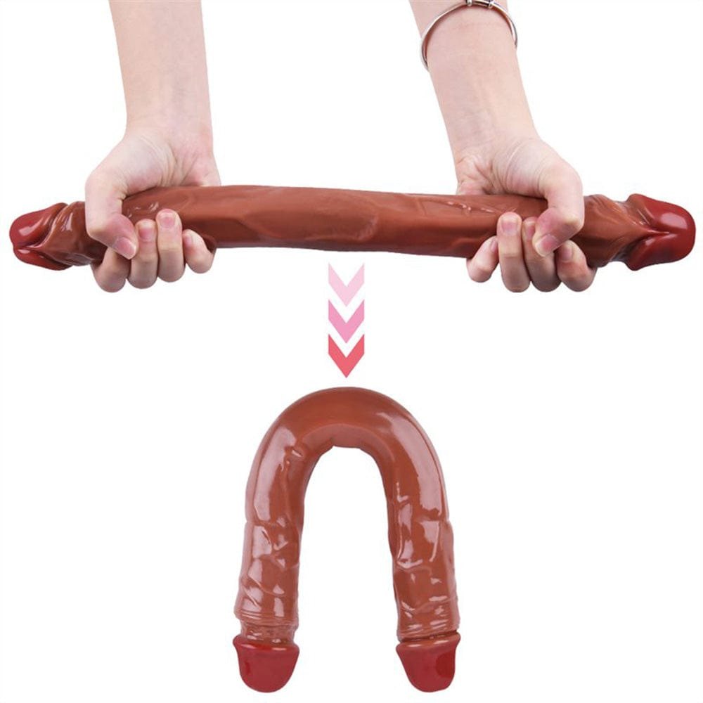 Brown double-ended silicone dildo, photo 3
