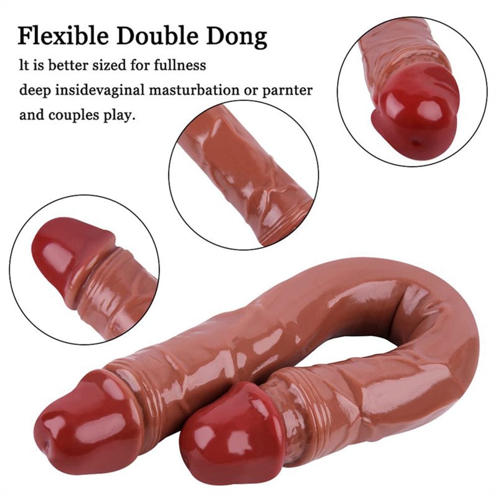 Brown double-ended silicone dildo, photo 4